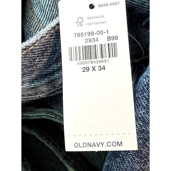 Old Navy Original Taper Wow Straight Non-Stretch Jeans Men's 29 x 34 RINSE New - Picture 5 of 5